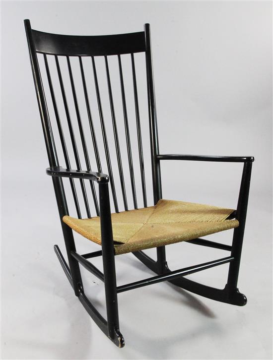 Hans Wegner. An ebonised J16 rocking chair, for F.D.B. Mobler,